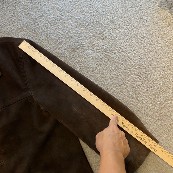 Vintage J.CREW Suede Leather Jacket Mens Small Wool Quilted Lined Overcoat Barn - Picture 12 of 13